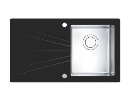 картинка Мойка KARAT 10 UP черный  860X500 1+1/2 левая в комплекте с сифоном 1123351 от магазина SEFI