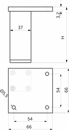 картинка Опора меб. алюм. D-727 h100 мат.хром AKS от магазина SEFI
