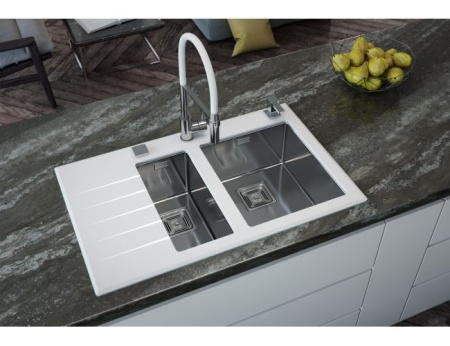 картинка Мойка ALVEUS CRYSTALIX 20 (белый) 860X540 1+1/2 левая, с сиф.1127260, кол.1119835,доз.1069687 от магазина SEFI