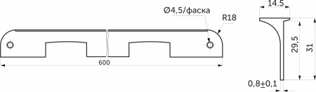 картинка Планка угловая к столешнице 28 R18 алюминий AKS от магазина SEFI