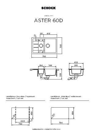 картинка Кухонная мойка SCHOCK ASTER 60D CRISTALITE мокка от магазина SEFI