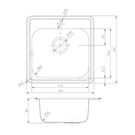 картинка Мойка, нержавеющая сталь, шелк, 485*485, Strit S, IDDIS, STR48S0i77 от магазина SEFI