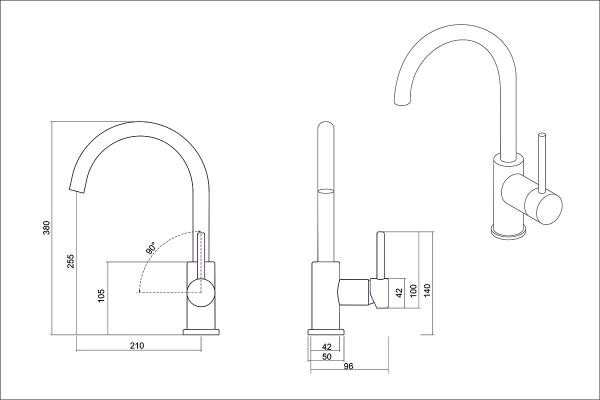 картинка Смеситель для кухни, EMAR 3004, покрытие PVD, цвет Медь от магазина SEFI