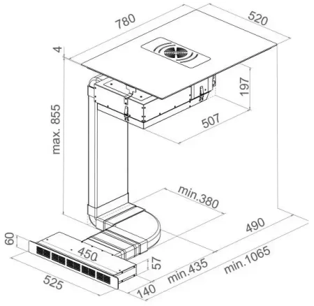 картинка Индукционная варочная панель с вытяжкой Pando E-390/78 V.1130 ECO PLUS + DIFUSOR LAT от магазина SEFI