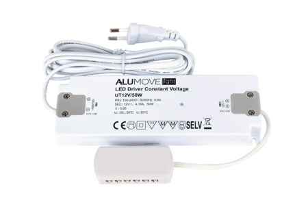 картинка Трансформатор Alumove Light UT12V/50W, c распред.коробкой на 12 разъемов MiniPlug, кабель 2м магазин SEFI являющийся официальным дистрибьютором в России  картинка Трансформатор Alumove Light UT12V/50W, c распред.коробкой на 12 разъемов MiniPlug, кабель 2м от магазина SEFI