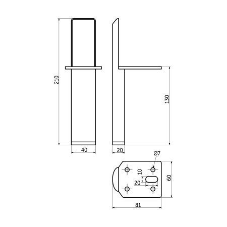 картинка Опора меб. мет. KLEO h130 для пуфов инокс AKS от магазина SEFI