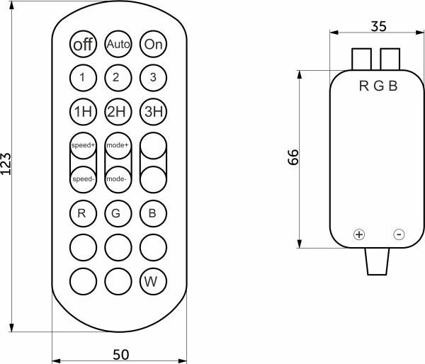 картинка Контроллер для светодиодной ленты RGB, с пультом, музыкальный,12/24V, 72W/144W, AKS от магазина SEFI
