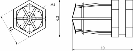картинка Втулка М4*5,5*10 распорная без шарика латунь (уп/1тыс.шт) РП от магазина SEFI