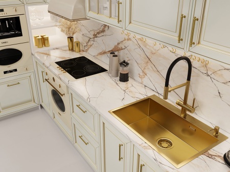 картинка Мойка EMAR 125A, покрытие PVD, цвет Золото - с дозатором в комплекте от магазина SEFI