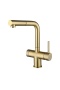картинка Смеситель для кухонной мойки, с выдвижной лейкой и подключением фильтрованной воды EMAR EC-7026, цвет Светлое Золото от магазина SEFI
