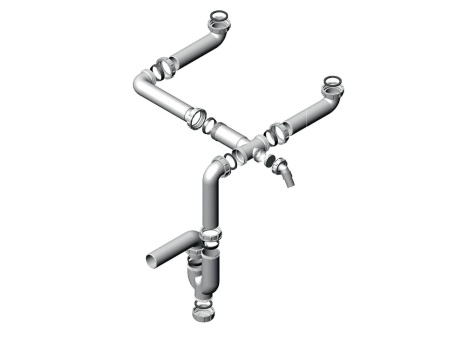 картинка Двойной сифон без выпуска для выпуска с вертикальным переливом, от магазина SEFI