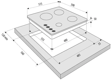 картинка Газовая варочная панель KRONA ARDENTE 60 WH от магазина SEFI