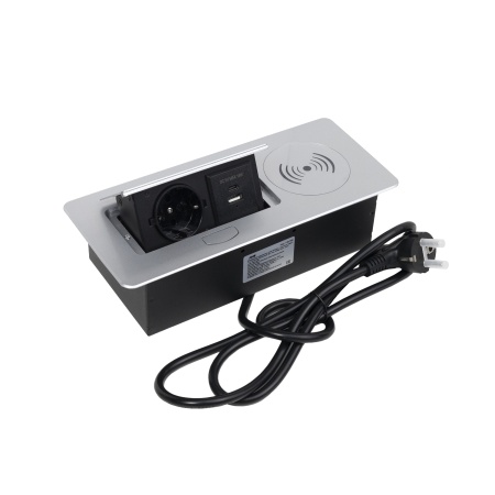 картинка Выдвижной удлинитель NOVA 5, 1 розетка, USB A + C, wireless, алюминий, AKS от магазина SEFI