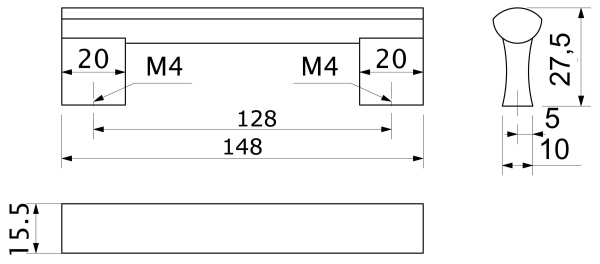 картинка Ручка меб. скоба алюм. WPY 311 128 алюминий AKS от магазина SEFI