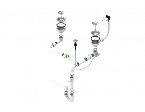 картинка Двойной сифон с двумя переливами 114-PP-114-POPUP QUADRIX, LUNO, WAVE, VARIANT, от магазина SEFI