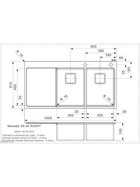 картинка Мойка Reginox Nevada L 30x30 Right brushed от магазина SEFI