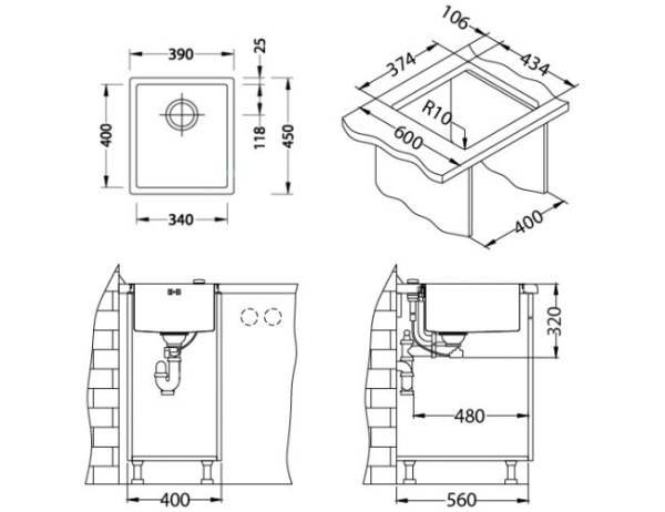 картинка Мойка QUADRIX MONARCH 20 COPPER 390X450X200 в комп.в компл. с выпуском без сифона, от магазина SEFI