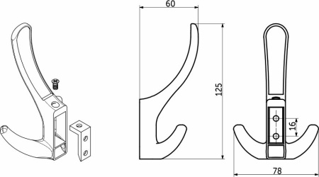 картинка Крючок меб. трехрожковый мет. ROMA черный матовый AKS от магазина SEFI