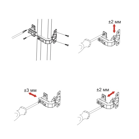 картинка Петля под фальшпанель 90° с доводчиком 45мм h6 несъемная планка AKS (еврошурупы) короткое плечо от магазина SEFI