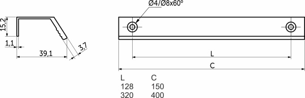 картинка Ручка меб. накладная алюм. GEOS 128/150 брашированное золото, AKS от магазина SEFI