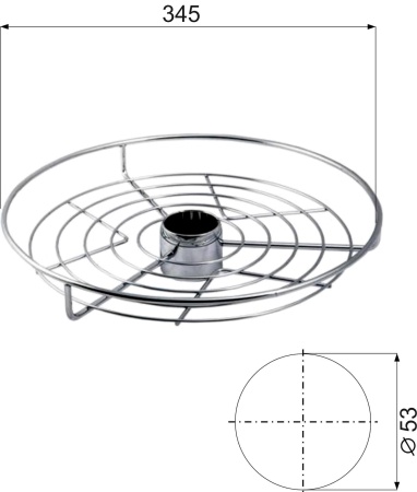 картинка Корзина на трубу d50 центральная d350, хром AKS от магазина SEFI