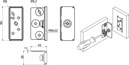 картинка Кроватная стяжка угловая СБ РБ от магазина SEFI