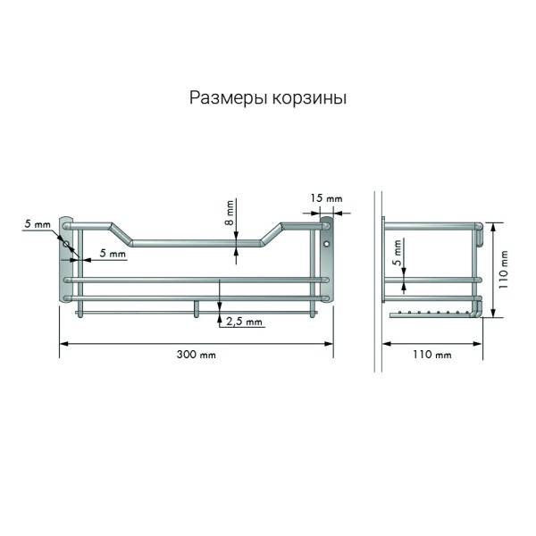 картинка Навесная корзина CARLA для аксессуаров, размеры: 300х110х110 мм, цвет - хром магазин SEFI являющийся официальным дистрибьютором в России  картинка Навесная корзина CARLA для аксессуаров, размеры: 300х110х110 мм, цвет - хром от магазина SEFI