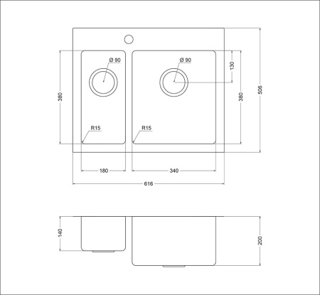 картинка Мойка Oulin FTR202R, поверхность сатин от магазина SEFI