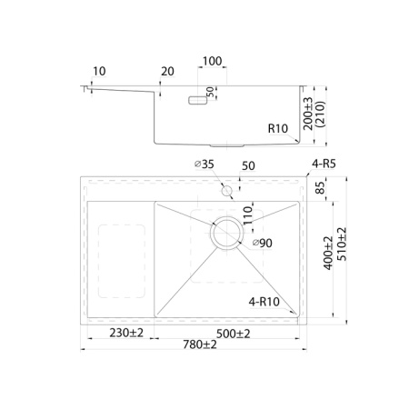 картинка Мойка, нерж. сталь, сатин, чаша справа, 780*510, Haze, IDDIS, HAZ78SRi77 от магазина SEFI