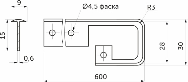 картинка Планка соединительная к столешнице 28 СОЮЗ алюминий AKS от магазина SEFI