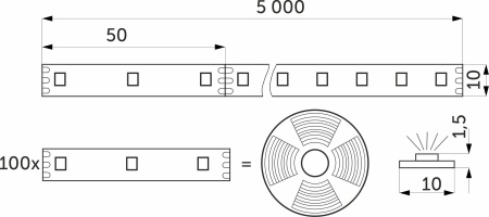 картинка Лента светодиодная RGB SPI ("Бегущий огонь") - 10W/m, 12V, 10мм, 5050, 60 д/м, IP20, цветная - 5м, AKS от магазина SEFI