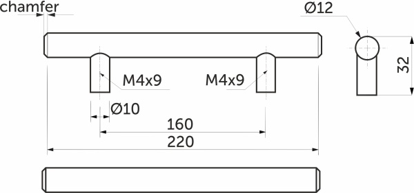 картинка Ручка меб. релинговая 160/220 сталь сатин AKS от магазина SEFI