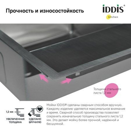 картинка Мойка, нерж. сталь, сатин, чаша слева, 590*510, Haze, IDDIS, HAZ59SLi77 от магазина SEFI