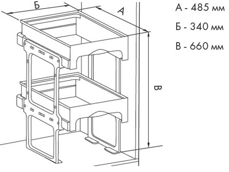 картинка Мусорное ведро TANDEM 2 на распашной фасад от 400 мм от магазина SEFI