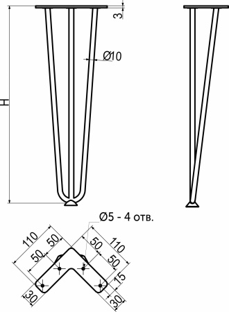 картинка Опора меб. FLASH X h410, черный от магазина SEFI