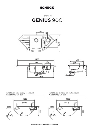 картинка Кухонная мойка SCHOCK GENIUS 90C CRISTALITE альпина от магазина SEFI