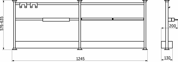 картинка Комплект квадратного релинга h=576-635мм L1245мм двойной черный AKS от магазина SEFI