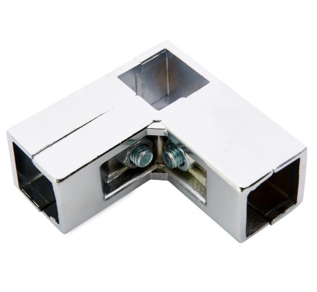 картинка Соединитель 3-х труб угловой для квадр. трубы 25*25 QUADRO, хром AKS от магазина SEFI