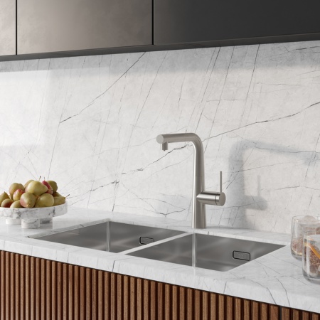 картинка Смеситель для кухни с фильтром и выдвижным изливом, сатин, Pure, IDDIS, PURBNPFi05 от магазина SEFI