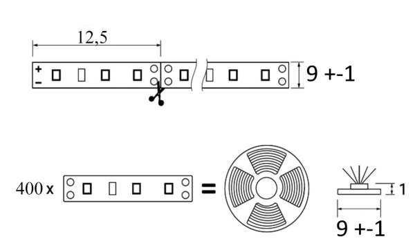 картинка Лента светодиодная - 19,2W/m, 12V, 9мм, 2835, 240 д/м, IP20, нейтральный белый (4000K) - 20м, AKS от магазина SEFI