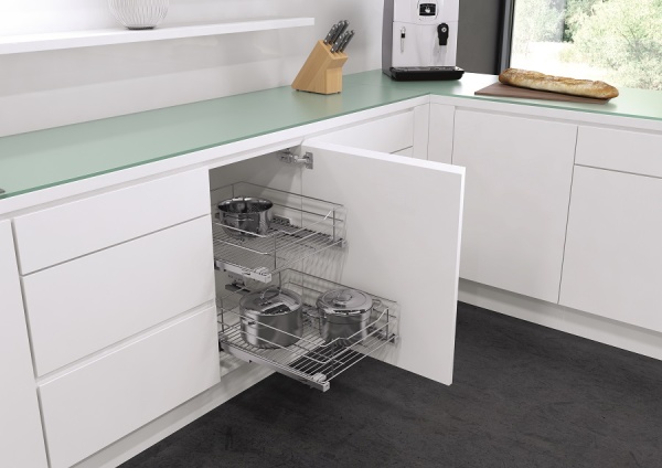 картинка Выдвижная корзина для бутылок с доводчиком, ширина фасада 400 мм от магазина SEFI