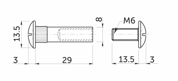 картинка Стяжка межшкафная d8 М6х29мм (уп/500шт) AKS от магазина SEFI