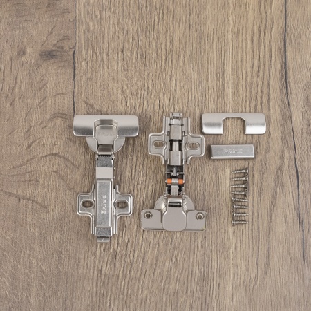 картинка Петля накладная с доводчиком 48мм h2 clip-on PRIME by AKS (саморезы, заглушки) (упак.-2шт.) от магазина SEFI