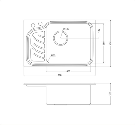 картинка Мойка Oulin 327R, поверхность сатин от магазина SEFI