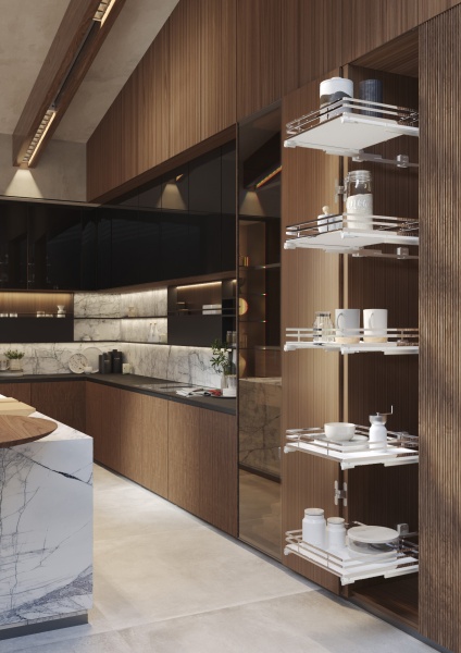 картинка Корзина выдвижная с дном из ЛДСП Sige Infinity Plus, (119+02012G) от магазина SEFI