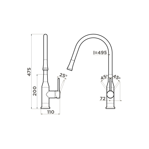 картинка Смеситель Omoikiri Yatomi-BN латунь/нержавеющая сталь от магазина SEFI