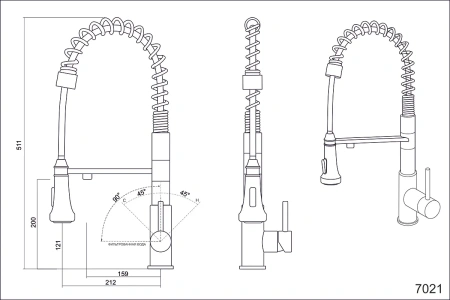 картинка Смеситель для кухни с гибким гусаком и подключением к фильтру, EMAR ЕСB 7021, цвет сатин от магазина SEFI