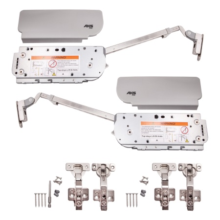 картинка Подъемный механизм верхний A с доводчиком и фиксацией в любом положении на две двери AKS PLUS TITAN серый магазин SEFI являющийся официальным дистрибьютором в России  картинка Подъемный механизм верхний A с доводчиком и фиксацией в любом положении на две двери AKS PLUS TITAN серый от магазина SEFI