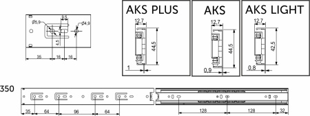 картинка Направляющая шариковая L-350 h=45 AKS A от магазина SEFI