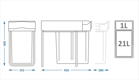 картинка Системы сортировки мусора ALBIO 20 1X21 L+0,5 L ALVEUS, от магазина SEFI